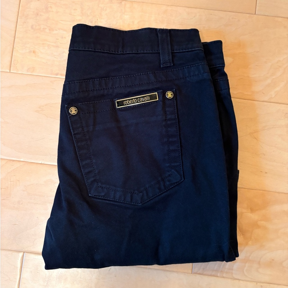 Roberto Cavalli Women's Black Bootcut Jeans with Gold Accents